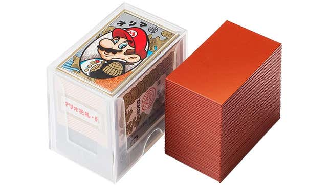 A deck of Mario-branded Hanafuda cards is shown on a white background.