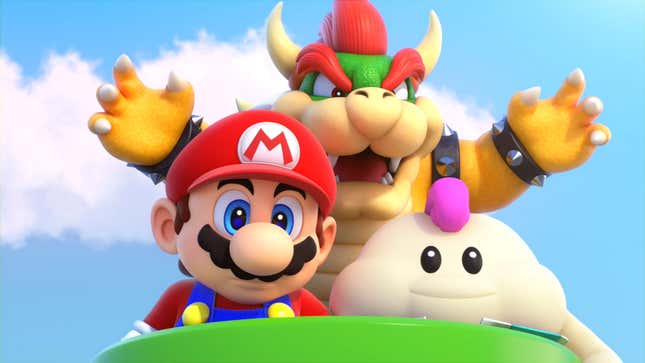 Mario, Mallow, and Bowser come out of a pipe. 