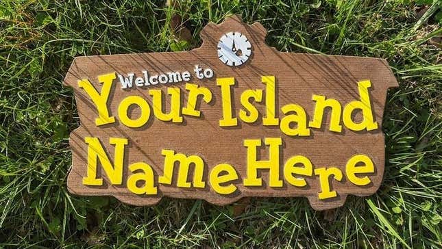 A sign reads "Welcome to Your Island Name Here."